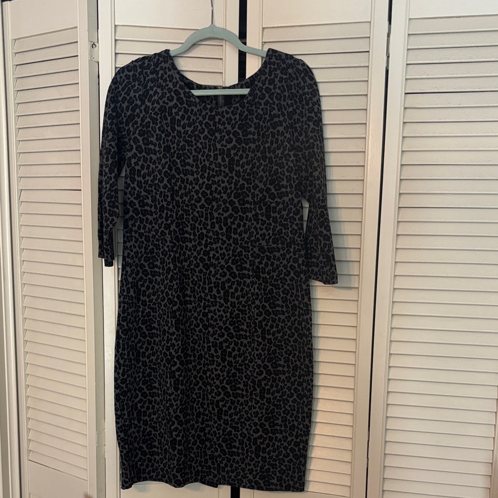 Talbots Black and Gray Long Sleeve Dress